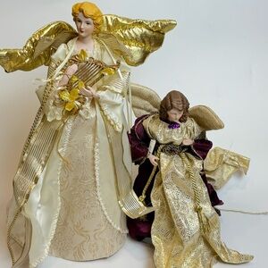 Elegant Gold and Cream Angel Figurines